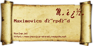 Maximovics Árpád névjegykártya
